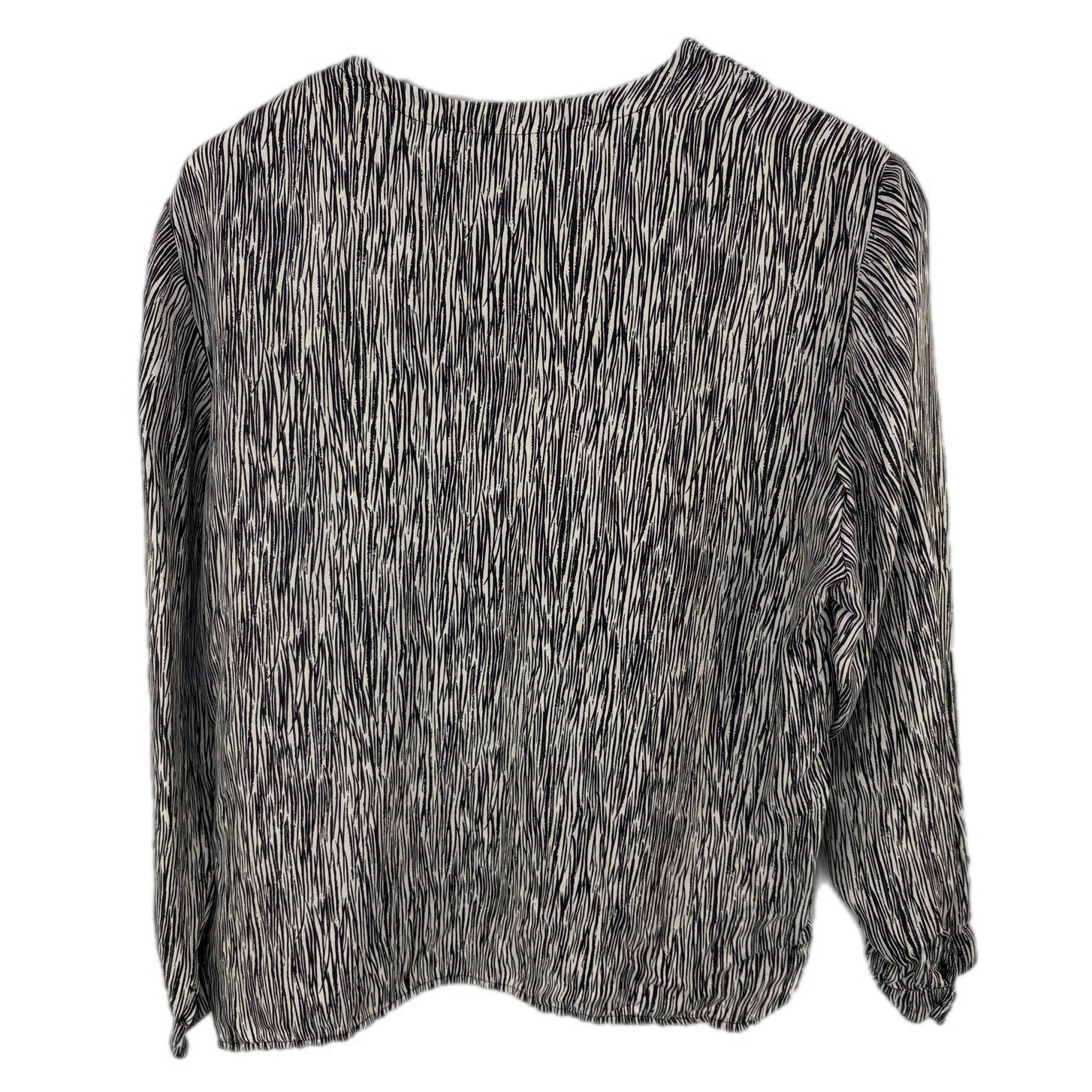 Vintage Line Pattern Silk Button Down Shirt - Women's Size 10