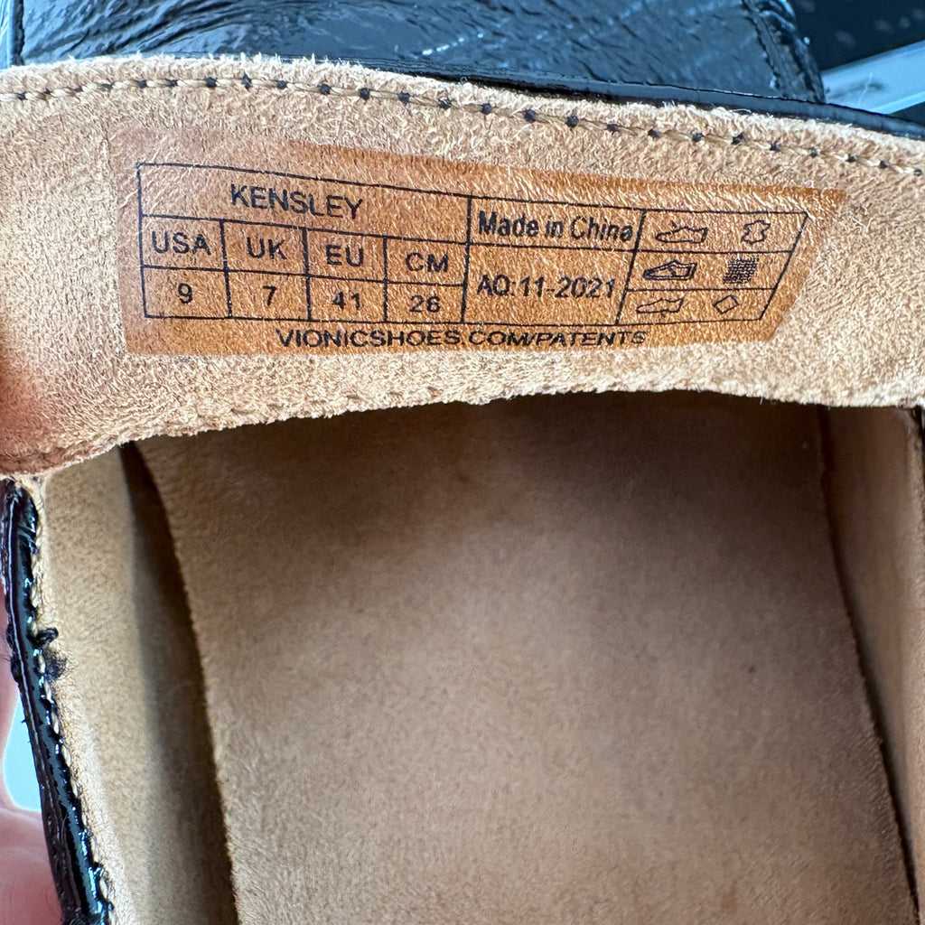 Vionic Kensley Black Patent Leather Slip On Loafers - Women's Size 9