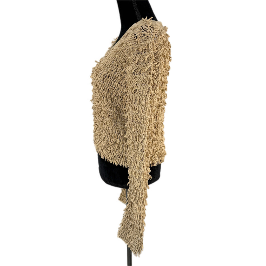 rag & bone Khaki Shag Loop Crop Cardigan | Boho Knit | Threaded Social Club