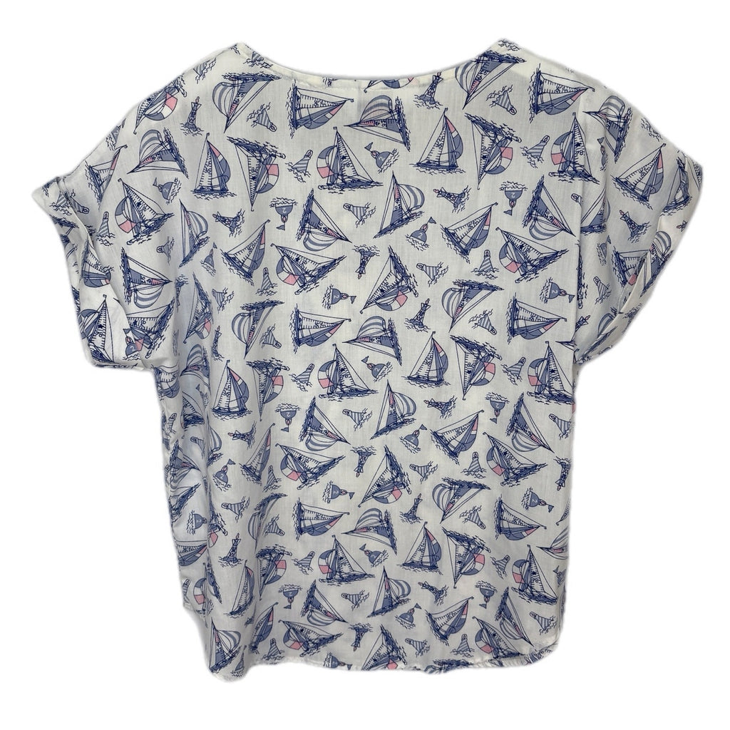 Vintage Sun n Surf Sailboats Cap Sleeve Shirt - Women's Size L