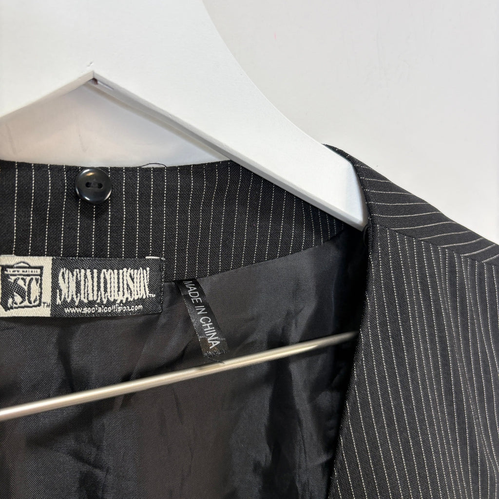 Social Collision Pinstripe Zip Up Vest - Men's Size M