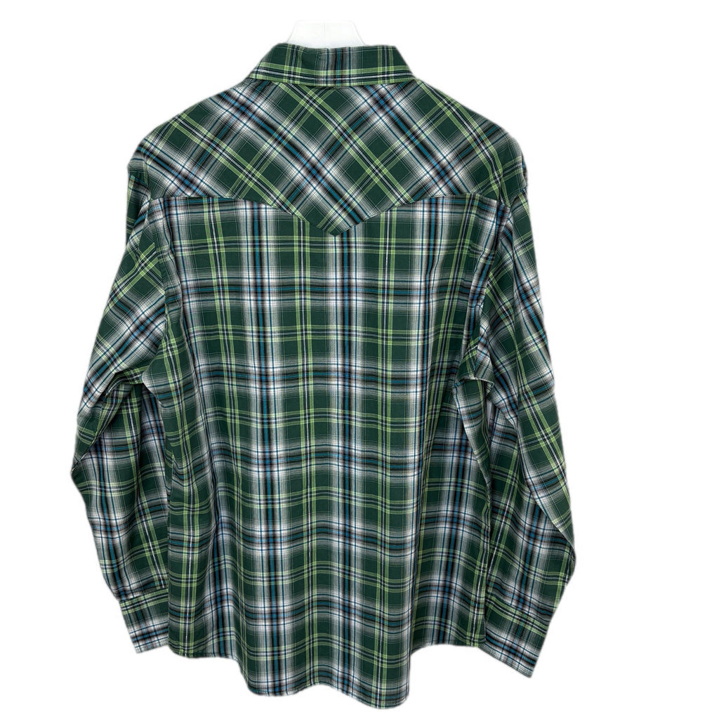 Wrangler Green Plaid Pearl Snap Western Shirt - Men's Size L