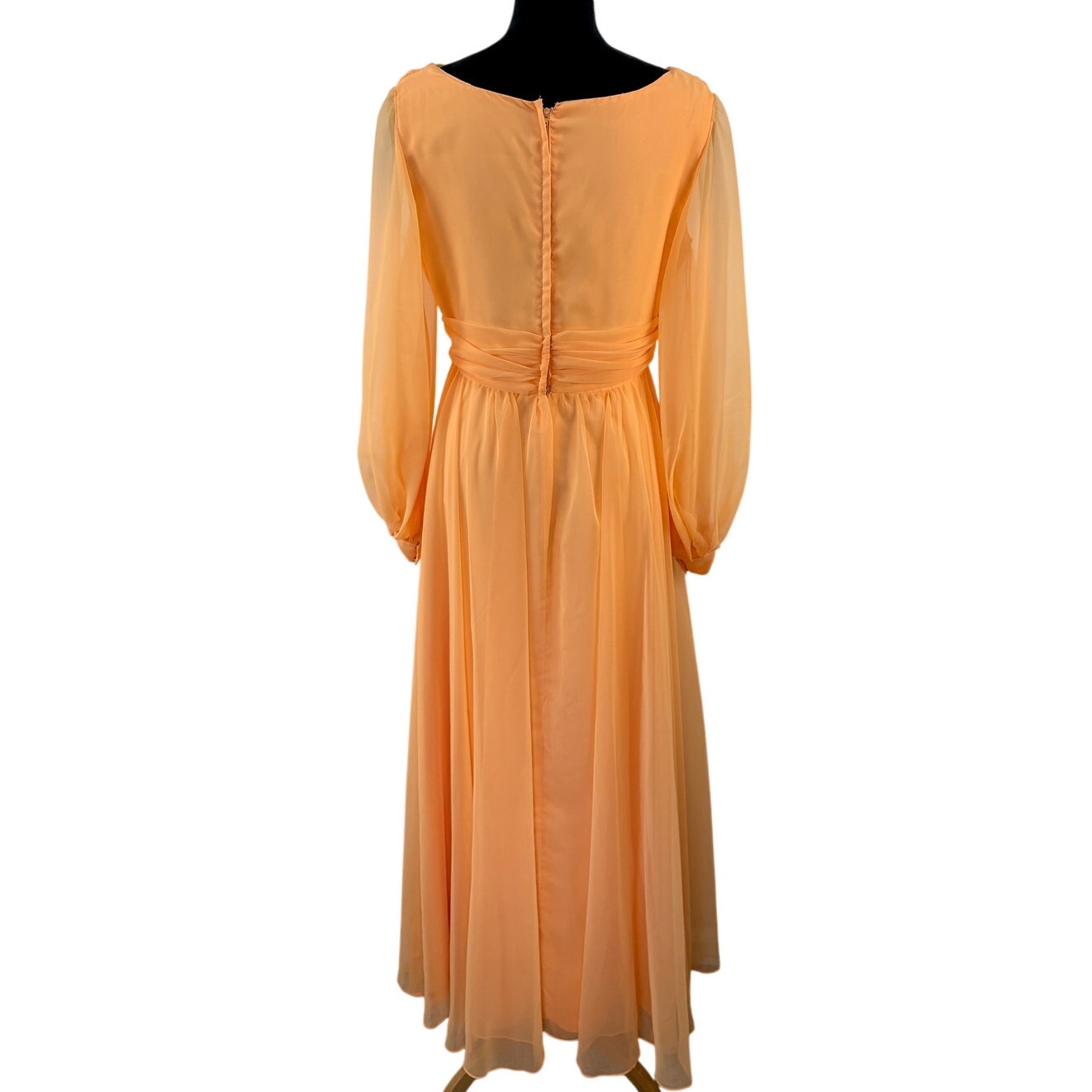Vintage 60s 70s Pale Orange Bridesmaid Formal Dress - Women's Size 10