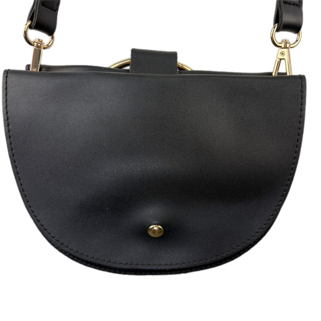 Melie Bianco Felix Ring Black Vegan Leather Crossbody