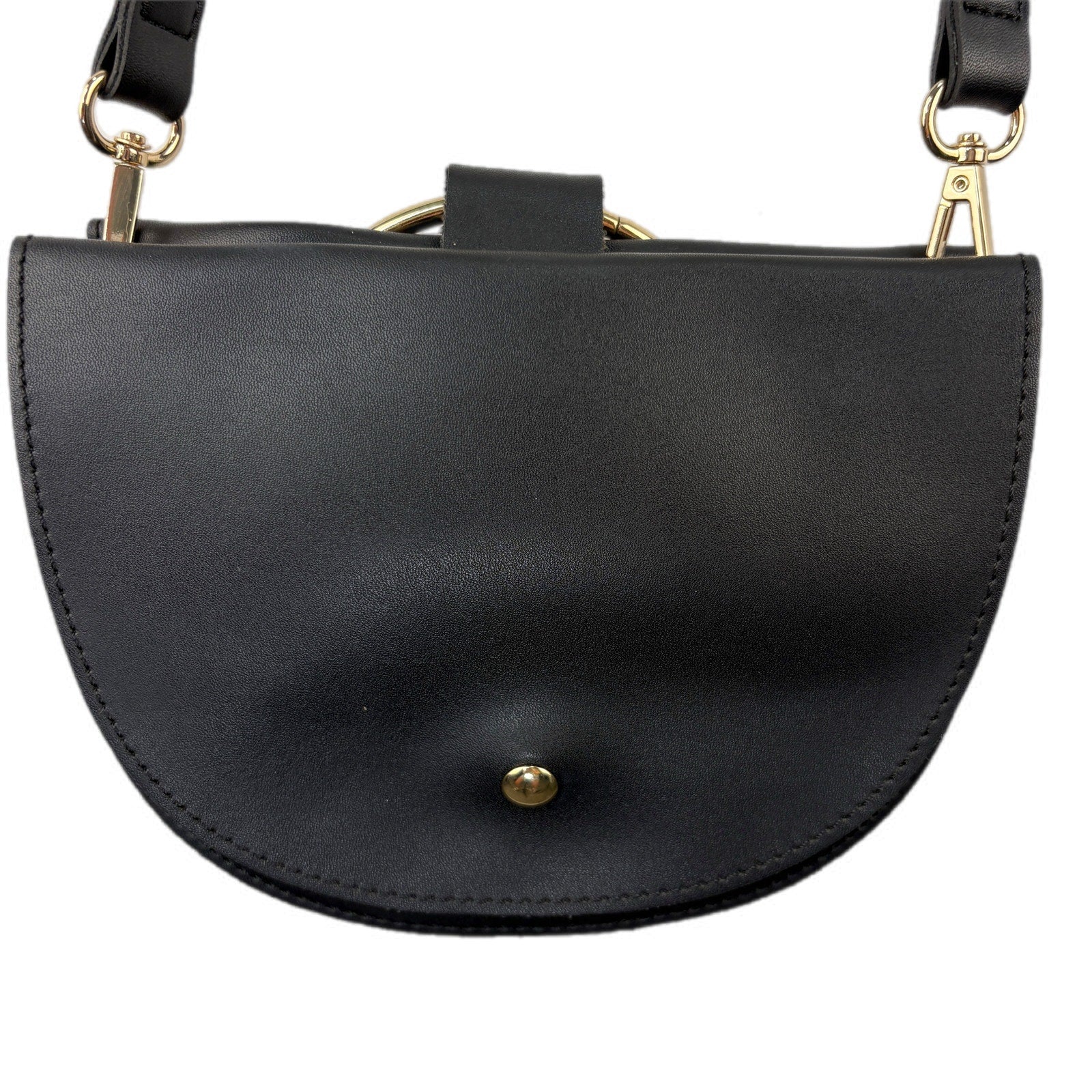 Melie Bianco Felix Ring Black Vegan Leather Crossbody