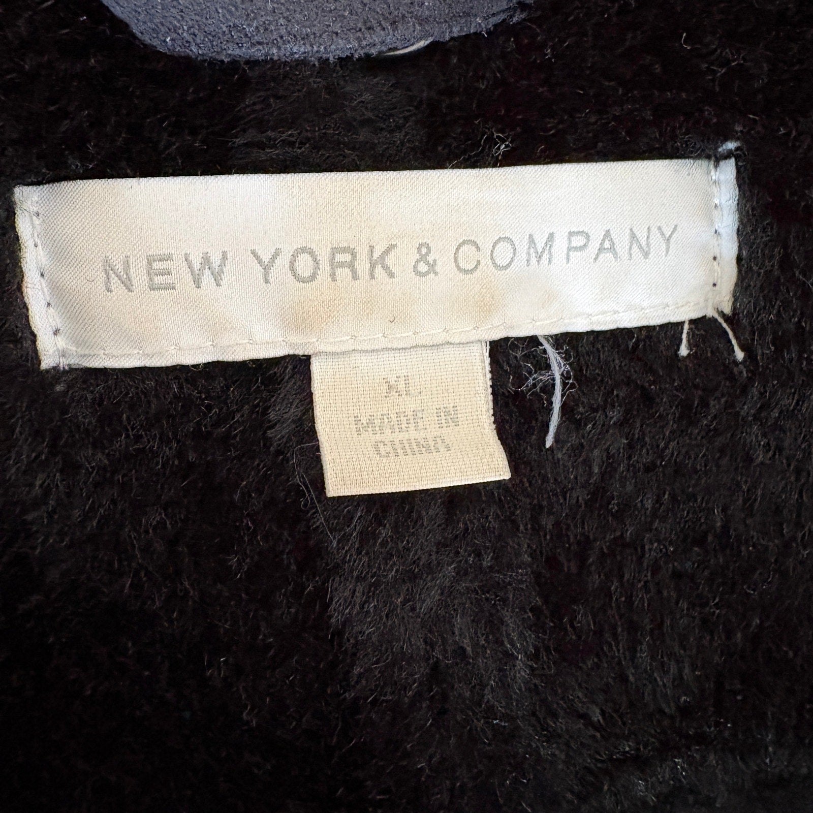 Y2K Faux Suede Faux Fur Collar Black Jacket - Women's Size XL