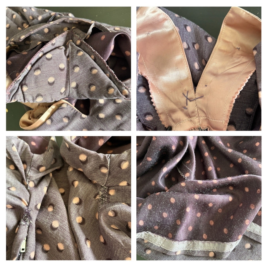 Vintage Retro Purple Distorted Dot Dress - Women's 8