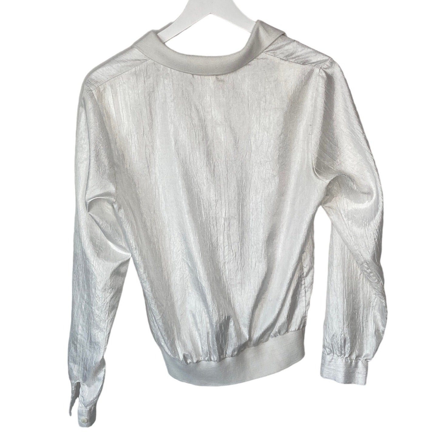 American Vintage Lauren Lee Shiny White Button Gathered Hem Shirt - Women's 8