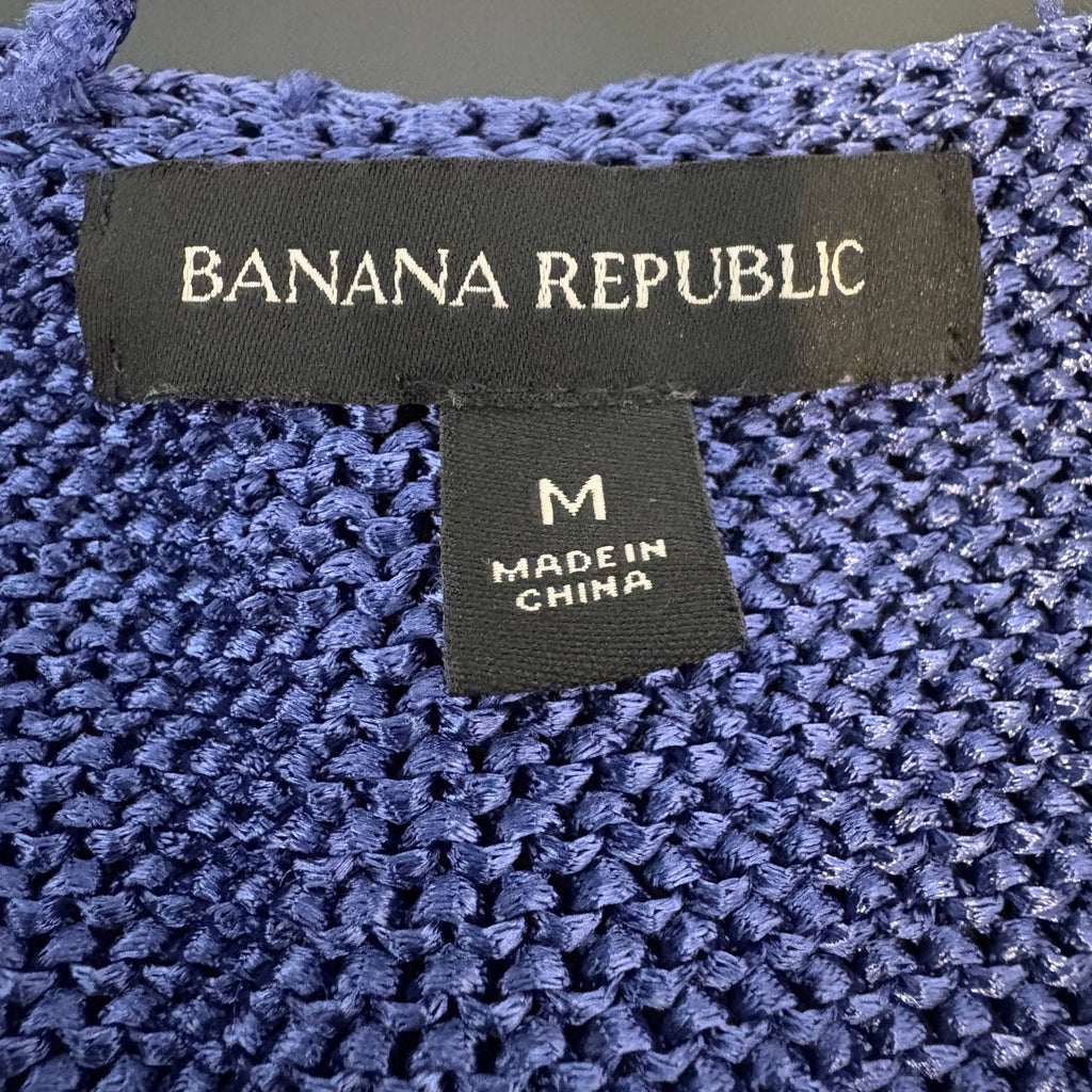 Banana Republic Blue Metallic Knit Sweater - Women's Size M