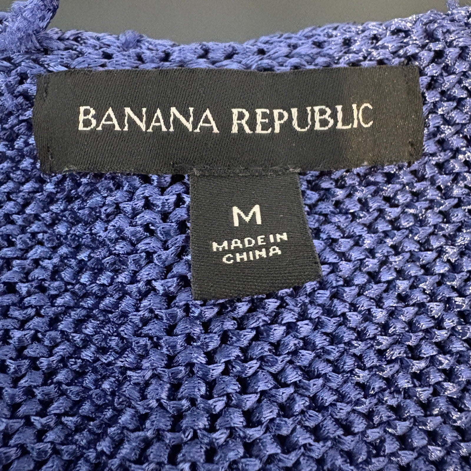 Banana Republic Blue Metallic Knit Sweater - Women's Size M