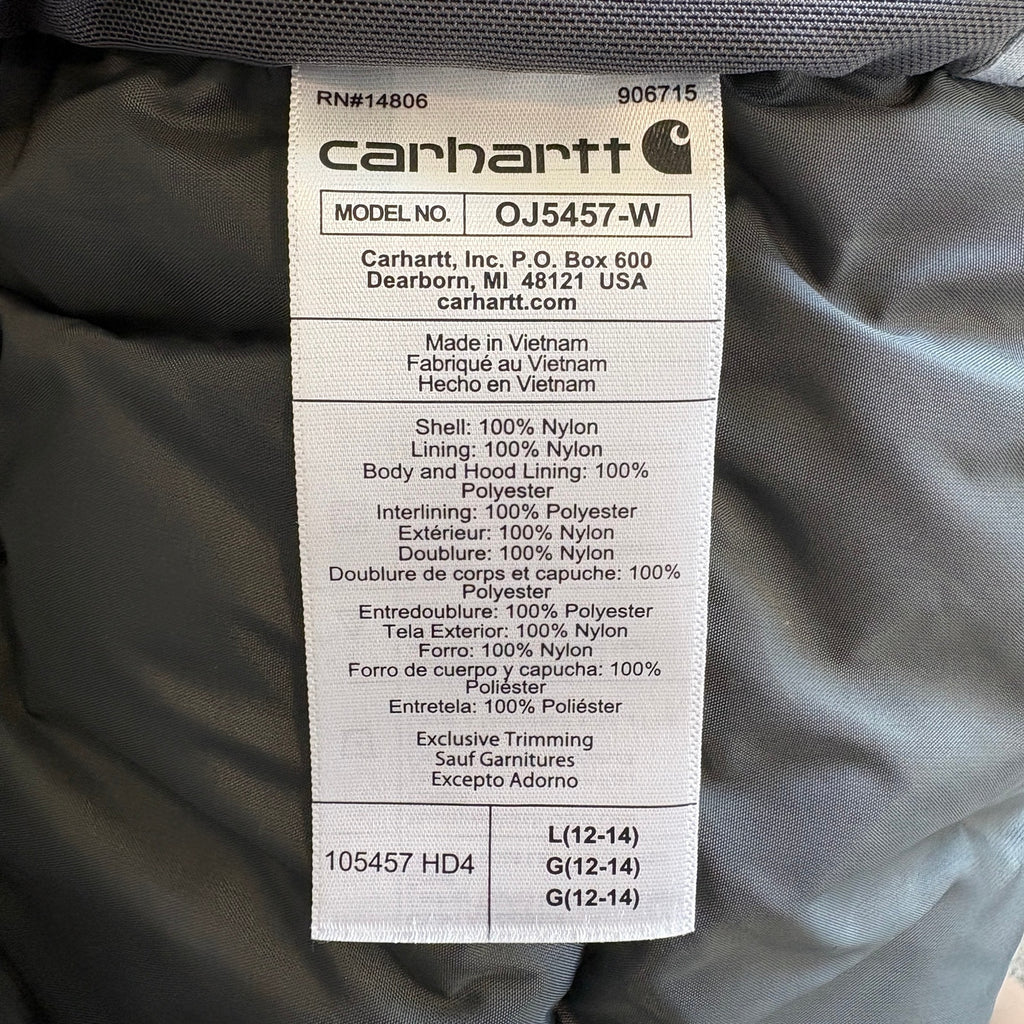 Carhartt Rain Defender Fleece Lined Nylon Puffer Jacket - Women's Size L