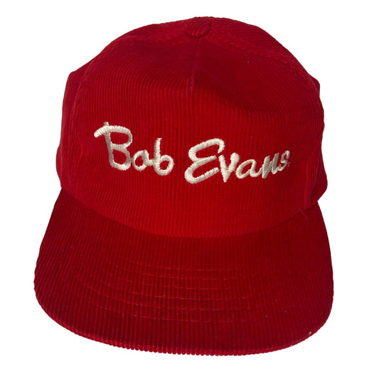 Vintage Bob Evans Red Corduroy Snapback Trucker Hat