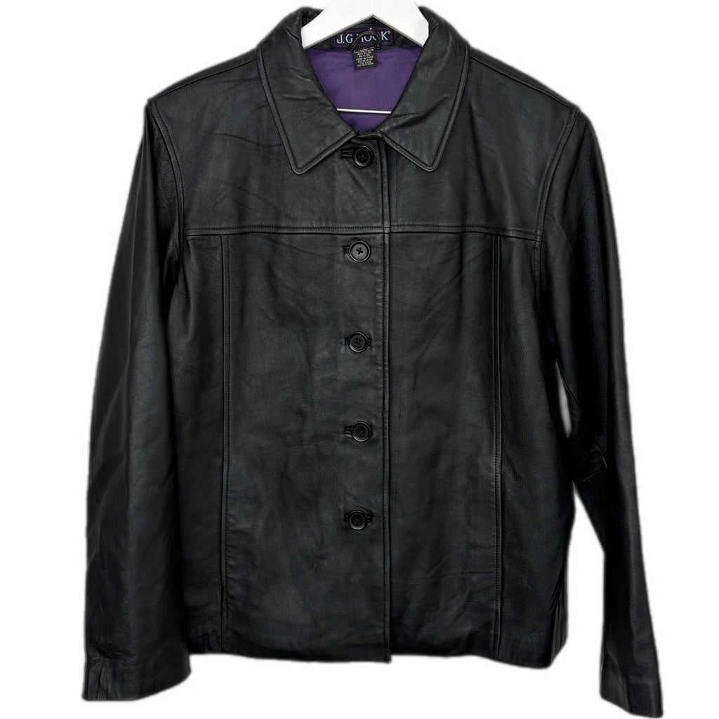 Y2K Black Leather Jacket - Women's Size L