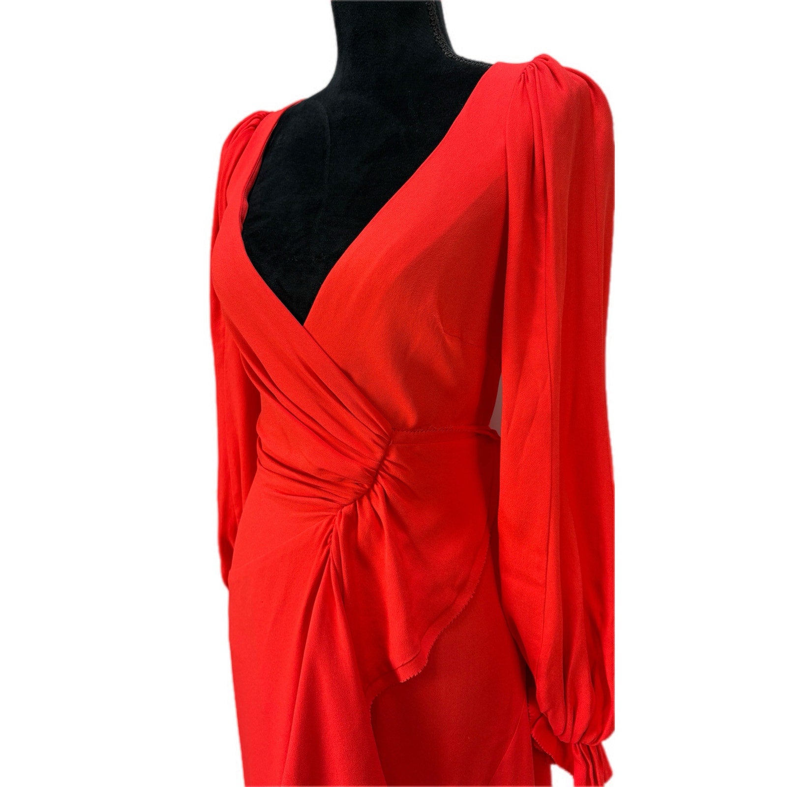 Maria Lucia Hohan Red Ruffle Wrap Dress - Women's Size 2