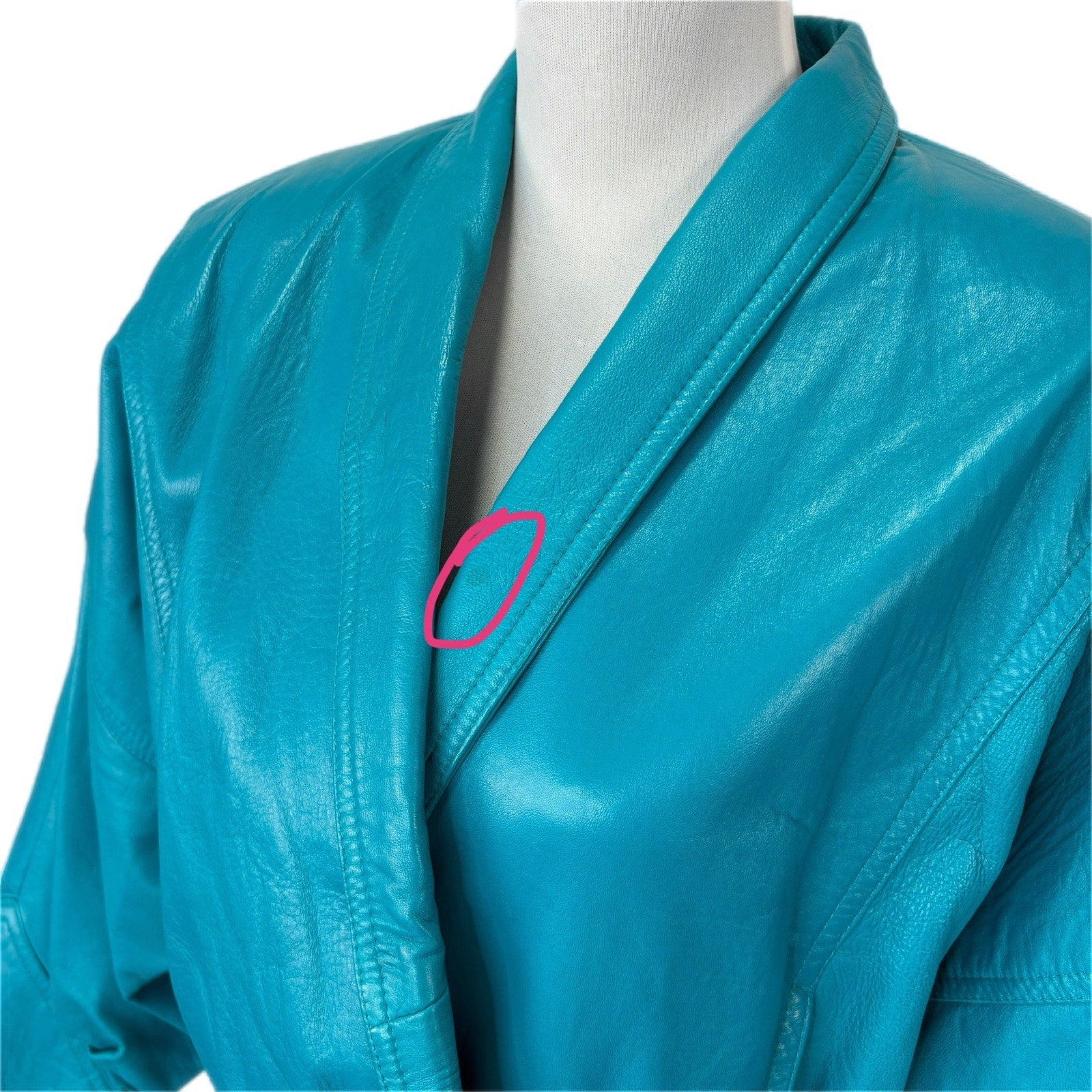 Vintage Teal Leather Crop Jacket - Women's Size M