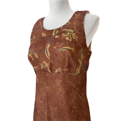 Y2K Brown Floral Maxi Dress - Women's Size M