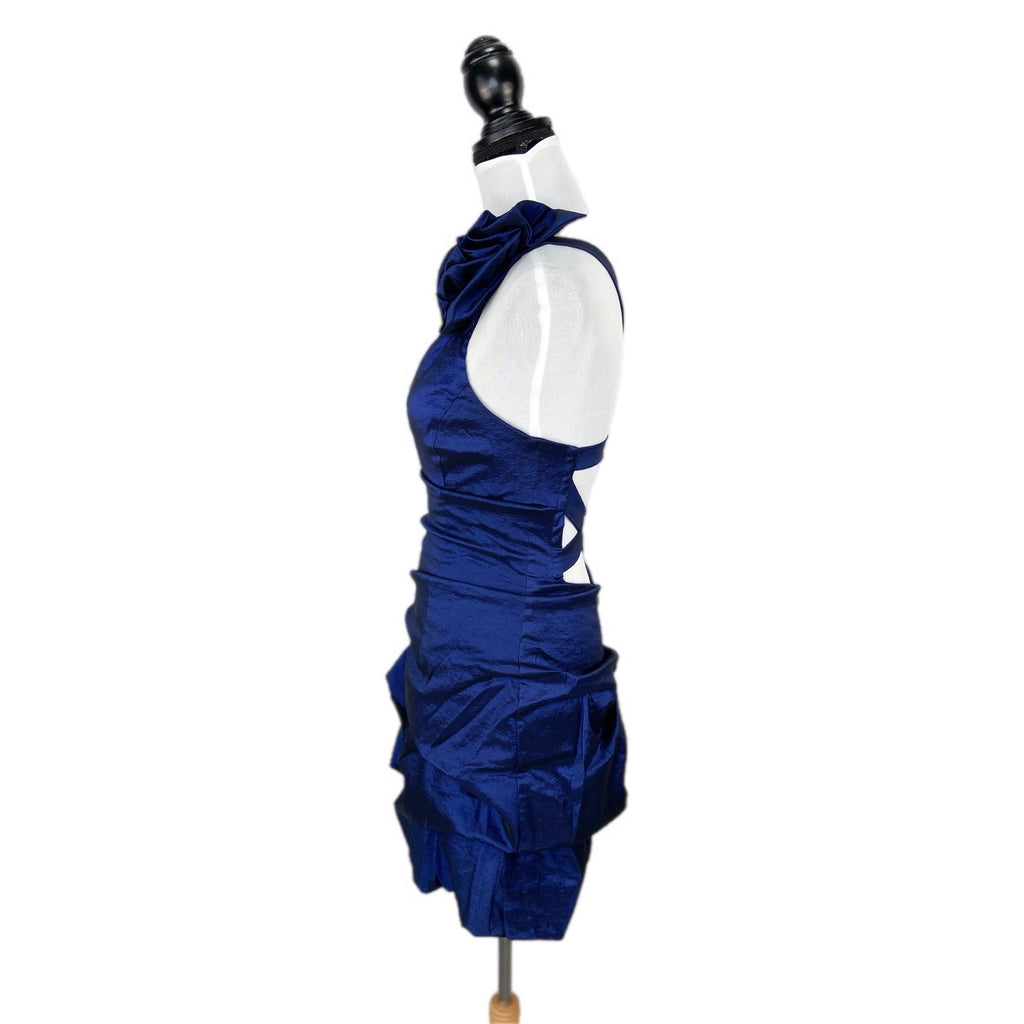 Vintage Jessica McClintock Blue Iridescent Short Formal Prom Dress - Women's 6