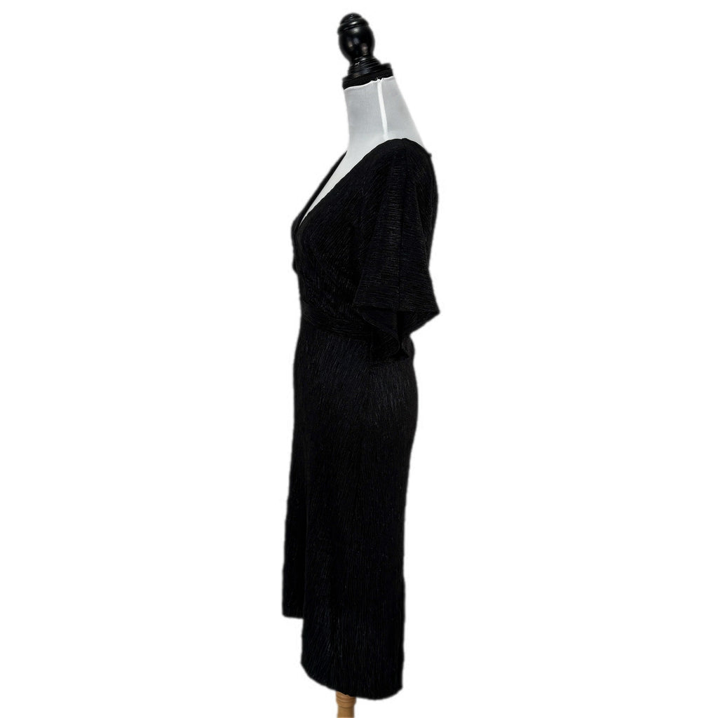 ASTR the Label Metallic Black V Neck Dress - Women's Size M