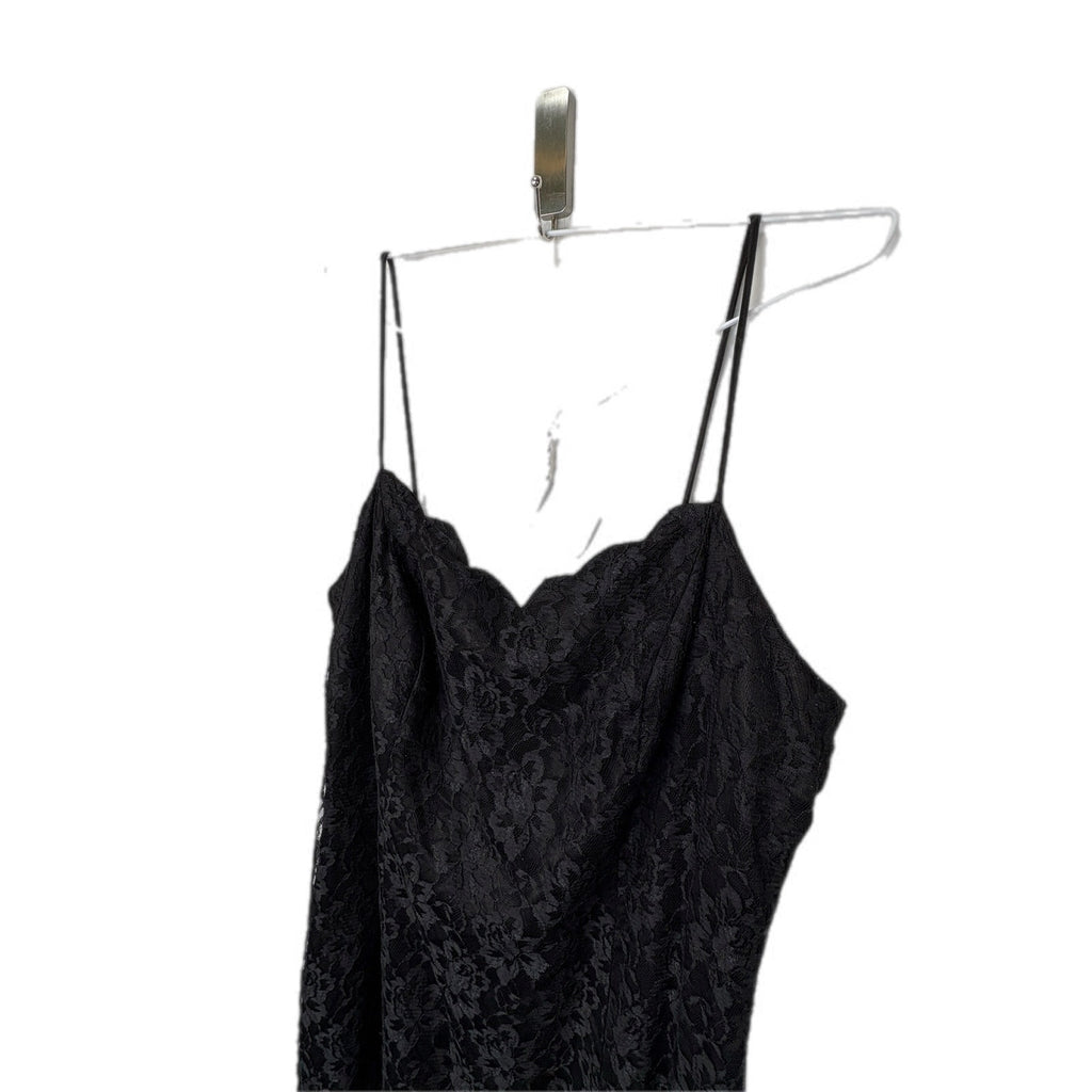 Vintage Black Lace Slip Dress Made in USA - Women's Size 10/12