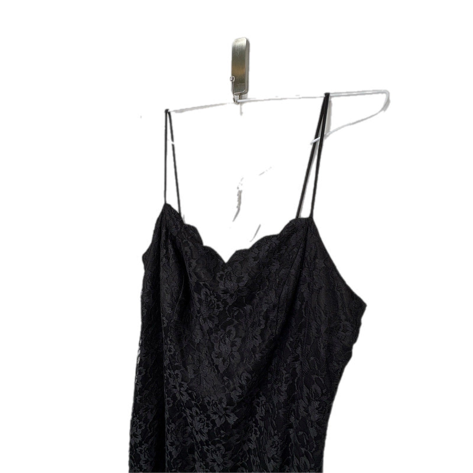 Vintage Black Lace Slip Dress Made in USA - Women's Size 10/12