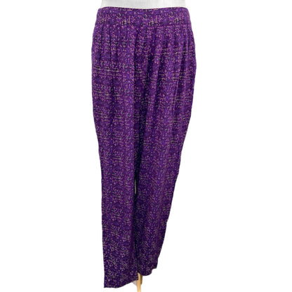 American Vintage Purple Patterned Loose Baggy Pants - Women's Large