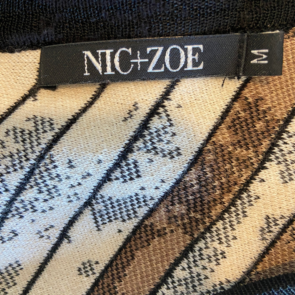 Nic + Zoe Ribbed Distorted Print Knit 3/4 Sleeve Dress - Women's Size M