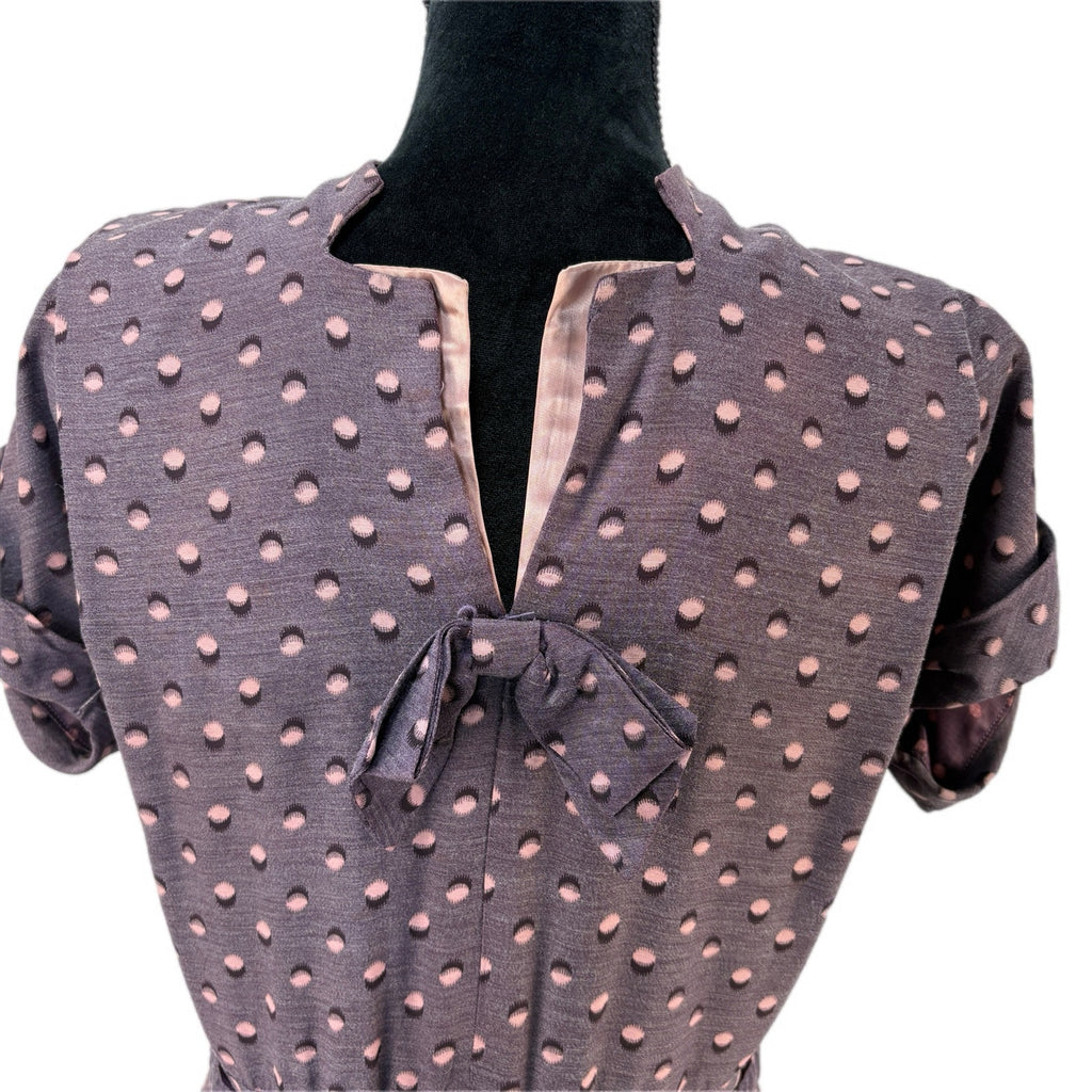 Vintage Retro Purple Distorted Dot Dress - Women's 8