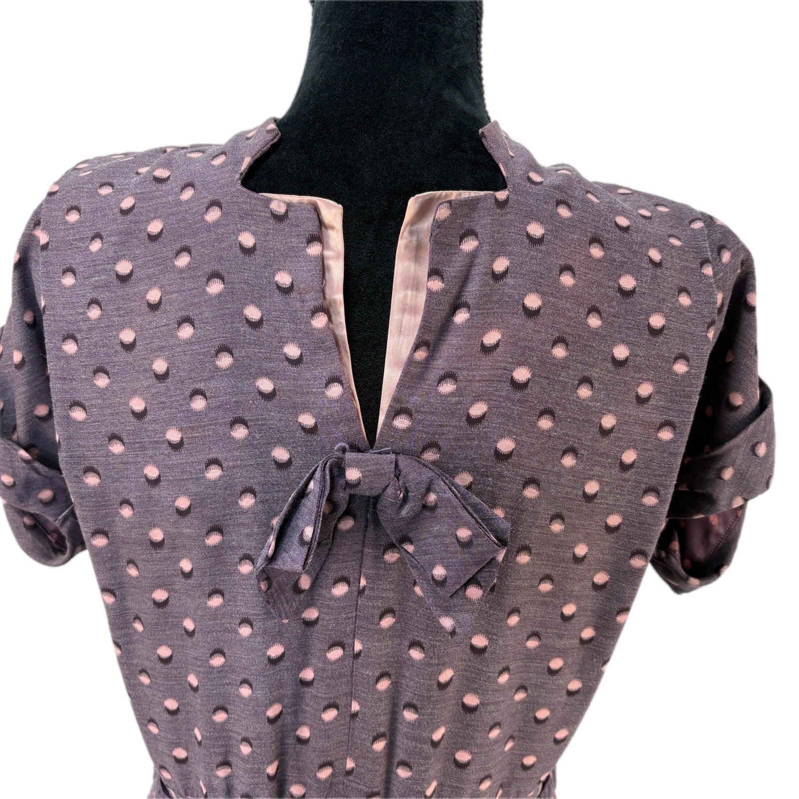 Vintage Retro Purple Distorted Dot Dress - Women's 8