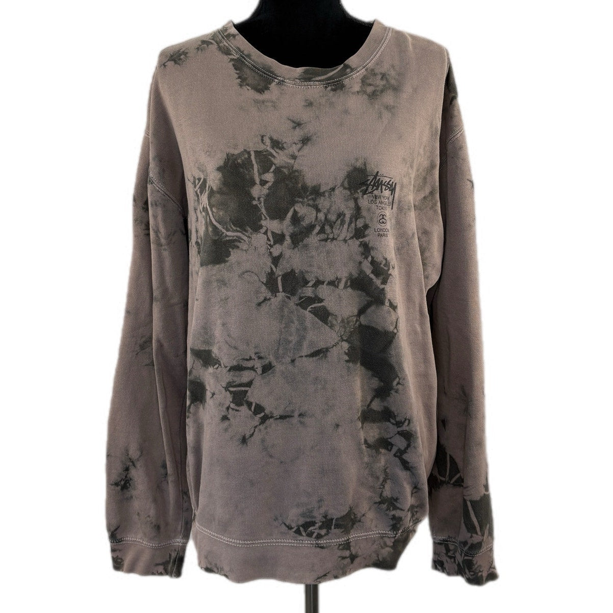 Stussy Dark Tie Dye Crewneck Sweatshirt - Men's Size L
