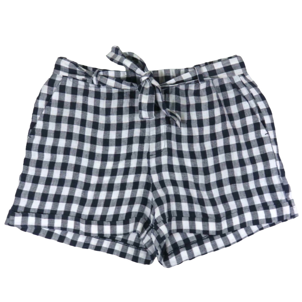 Navy Gingham Linen Shorts - Women's Size 12