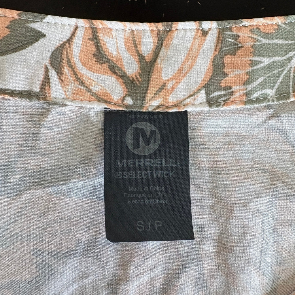 Merrell Peach Green Leaf Print Select Wick Shirt NWT - Women's Size S
