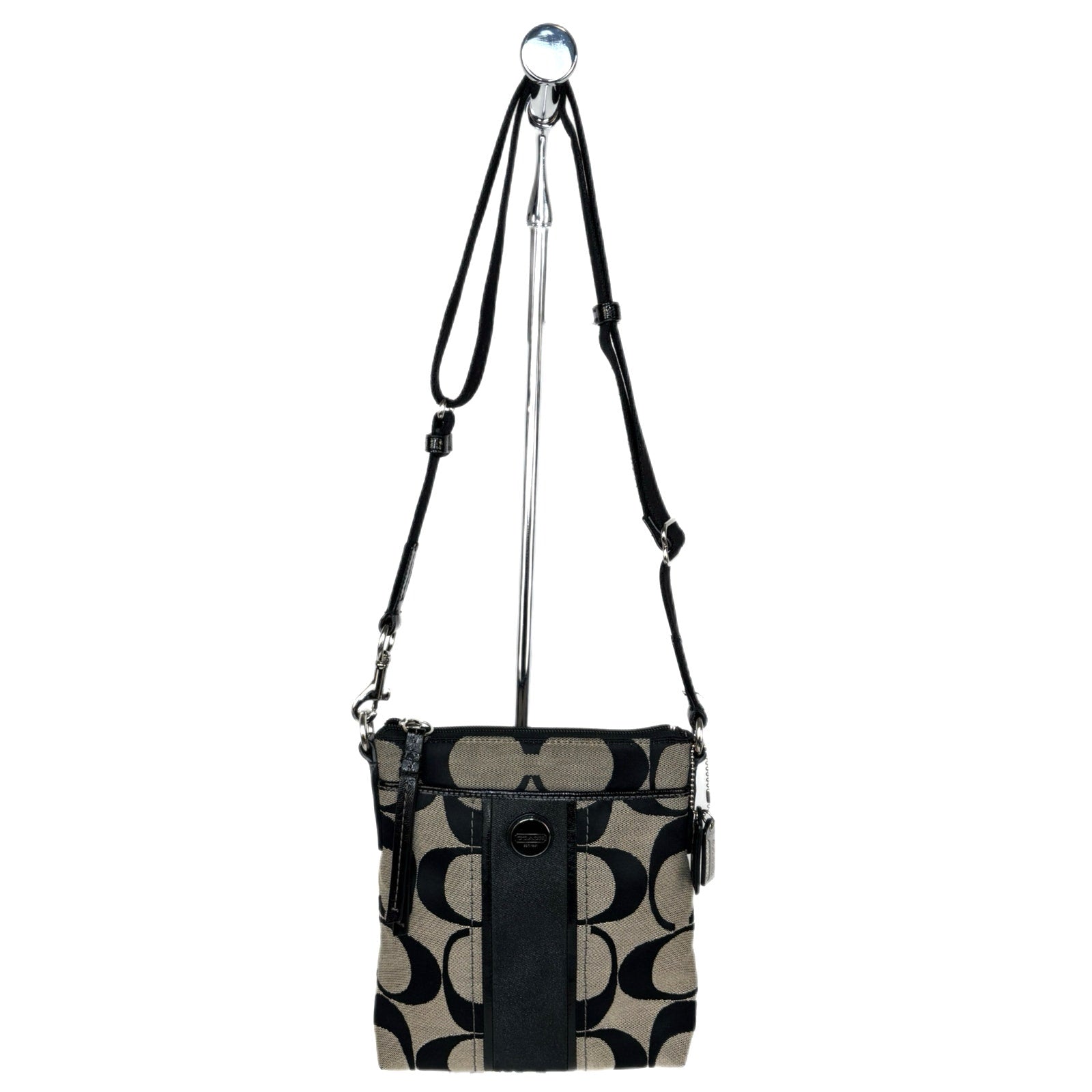 Coach Sutton Signature Swingpack Black Crossbody Purse