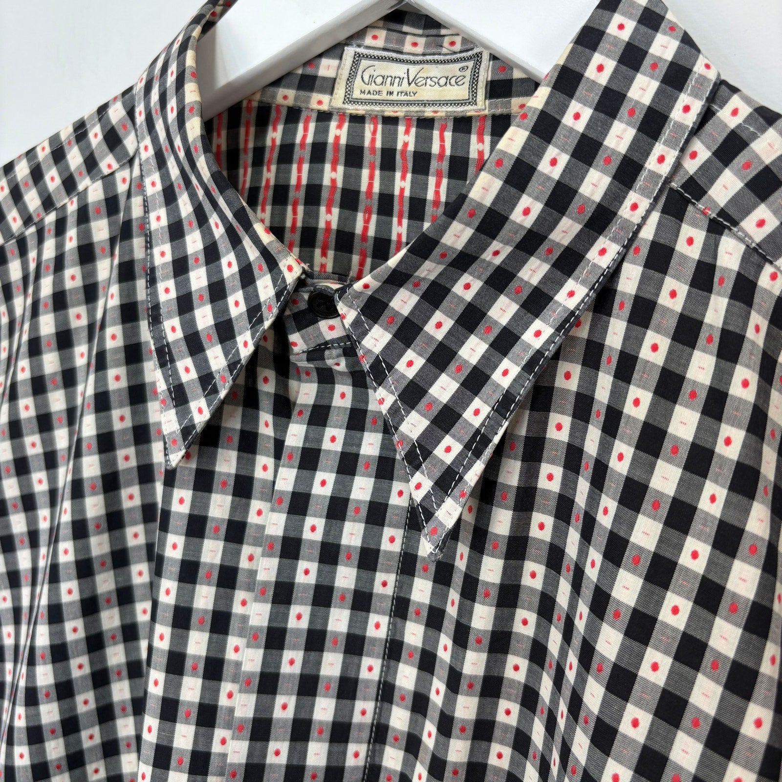 Vintage 80's Rare Gianni Versace Checkered Plaid Button Front Shirt - Men's M