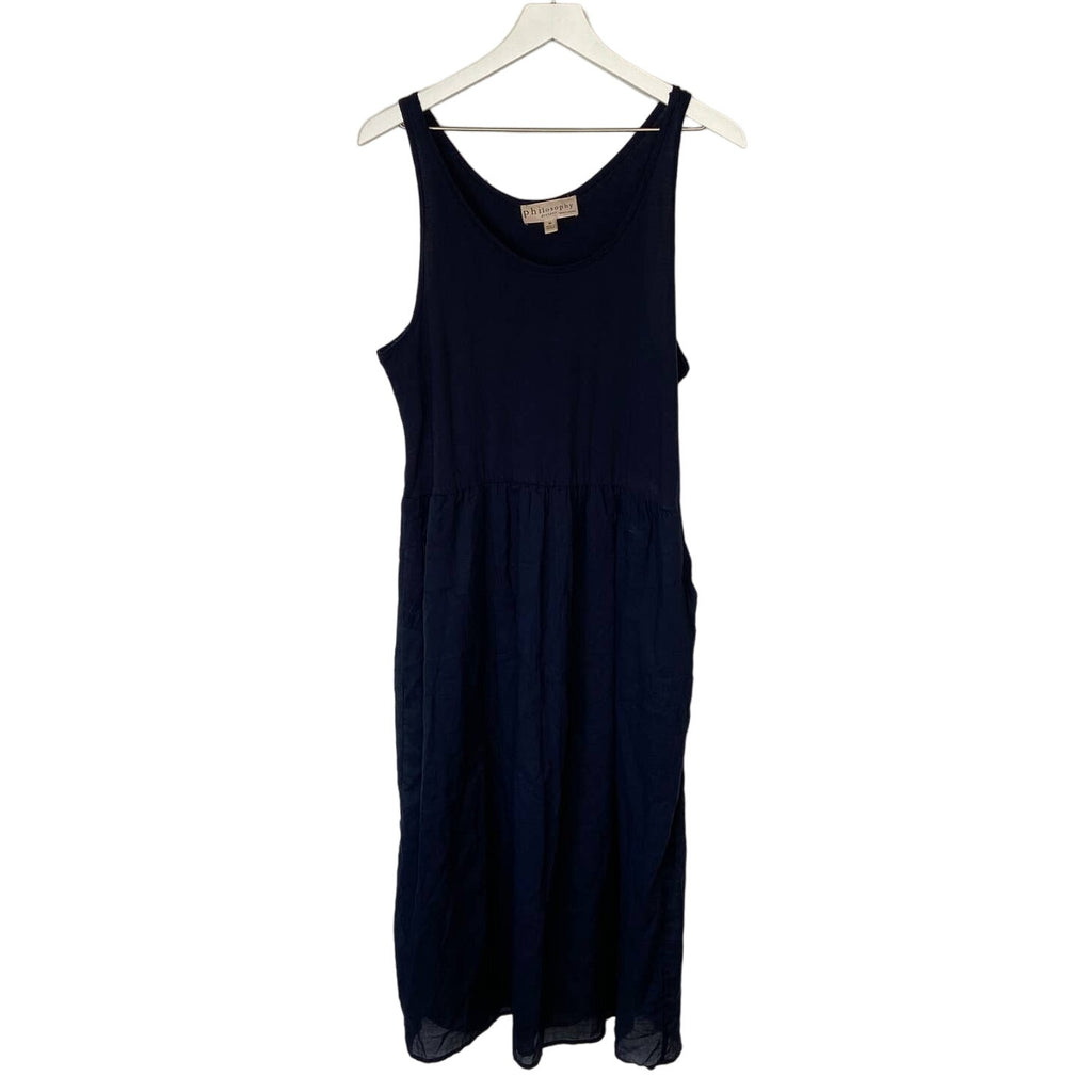 Philosophy Dark Blue Cotton Maxi Dress - Women's Size M