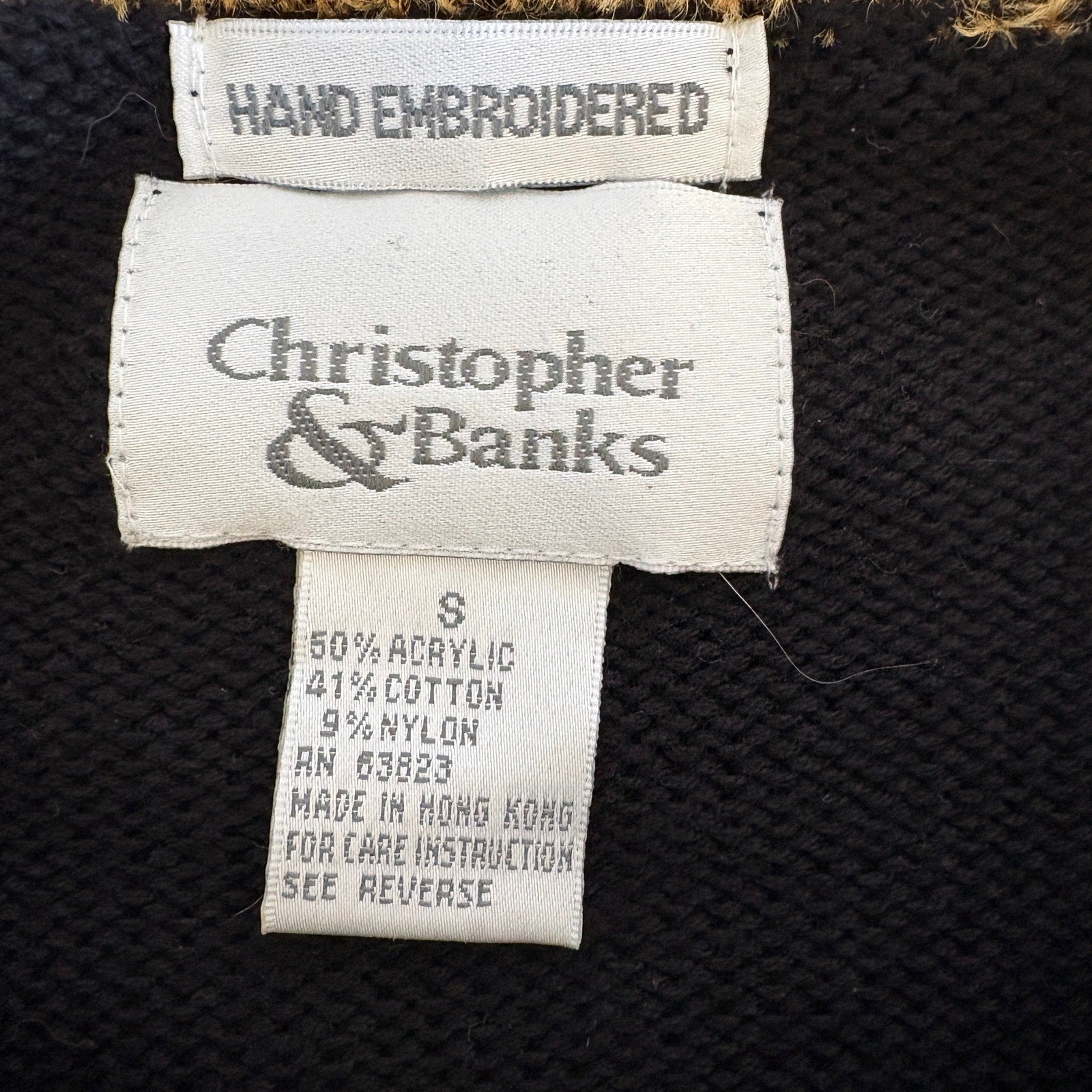 Vintage Cats Hand Embroidered Zip Up Cardigan - Women's Size S