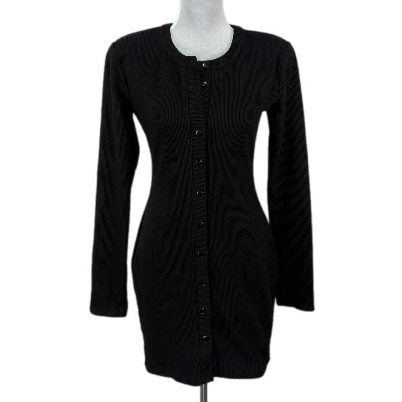 Lovers + Friends Black Ribbed Long Sleeve Bodycon Dress - Women's Size M