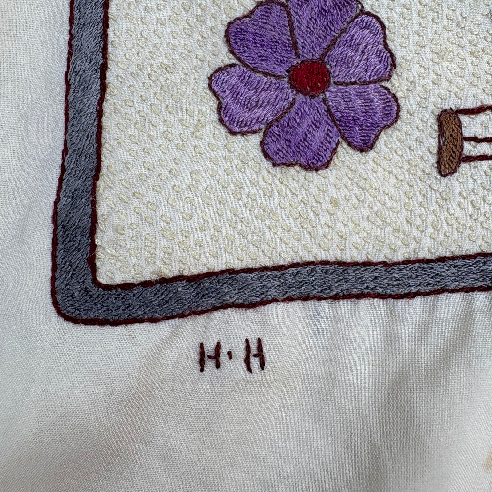 Vintage Hand Stitched Floral Tapestry