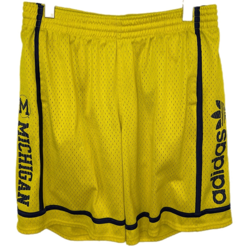 Adidas Yellow Blue Stripe Jersey Lined Basketball Shorts - Men's Size L