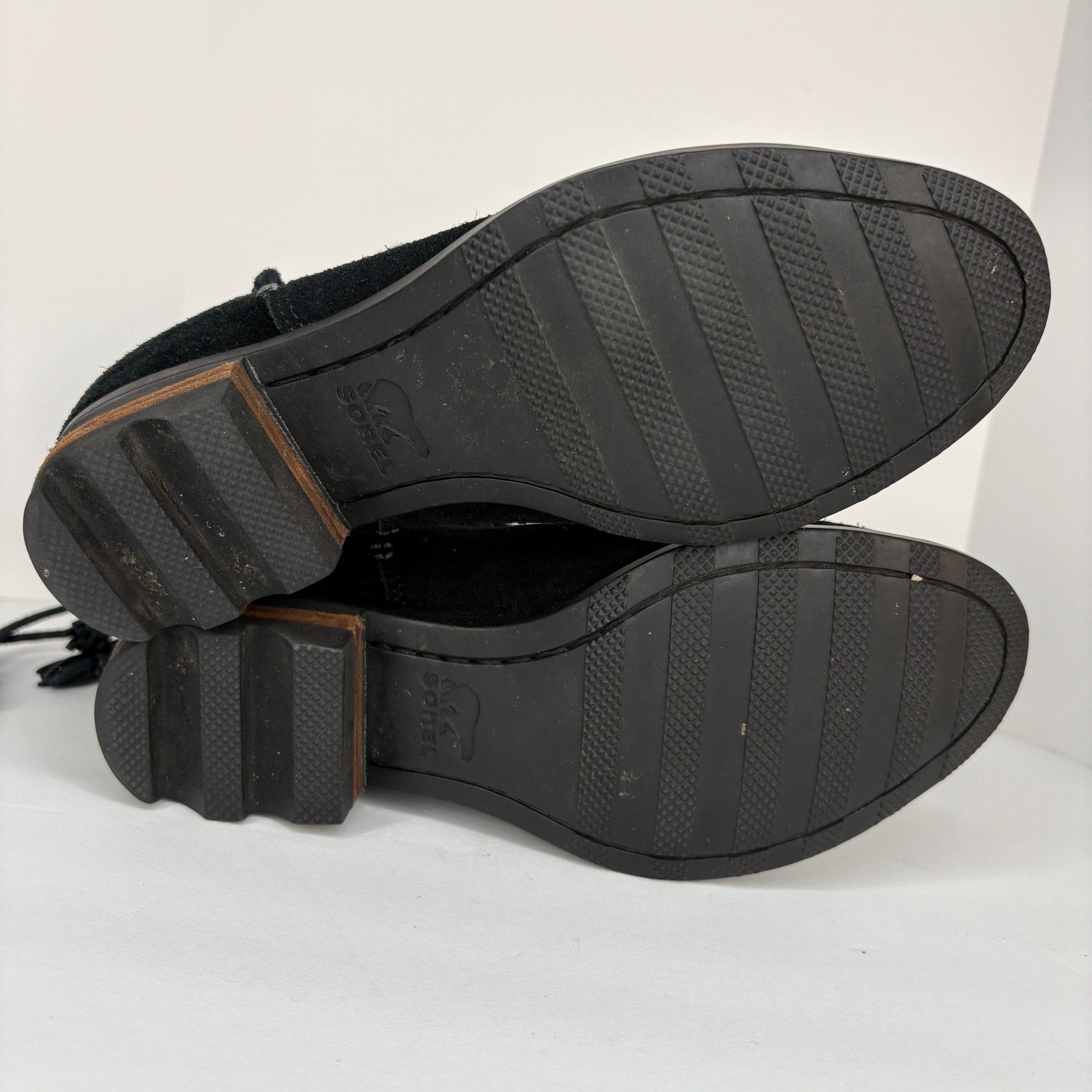 Sorel Farah Black Suede Tassel Booties - Women's Size 7.5