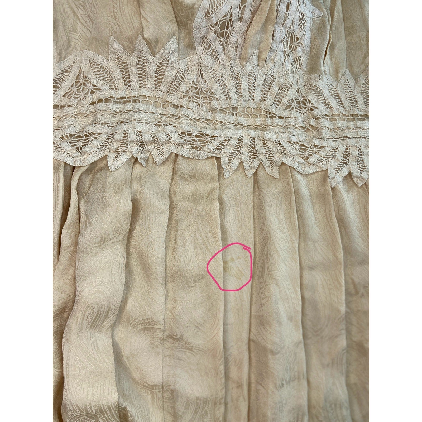 Vintage Butter Yellow Silk Damask Drop Waist 20's Style Dress - Women's Size 10