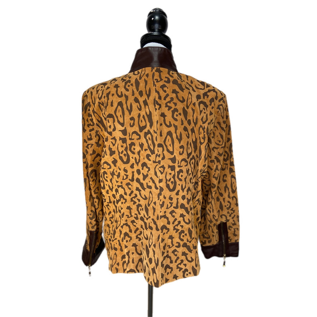 Terry Lewis Luxuries Leather Animal Print Mob Wife Chic Jacket - Women's Size L