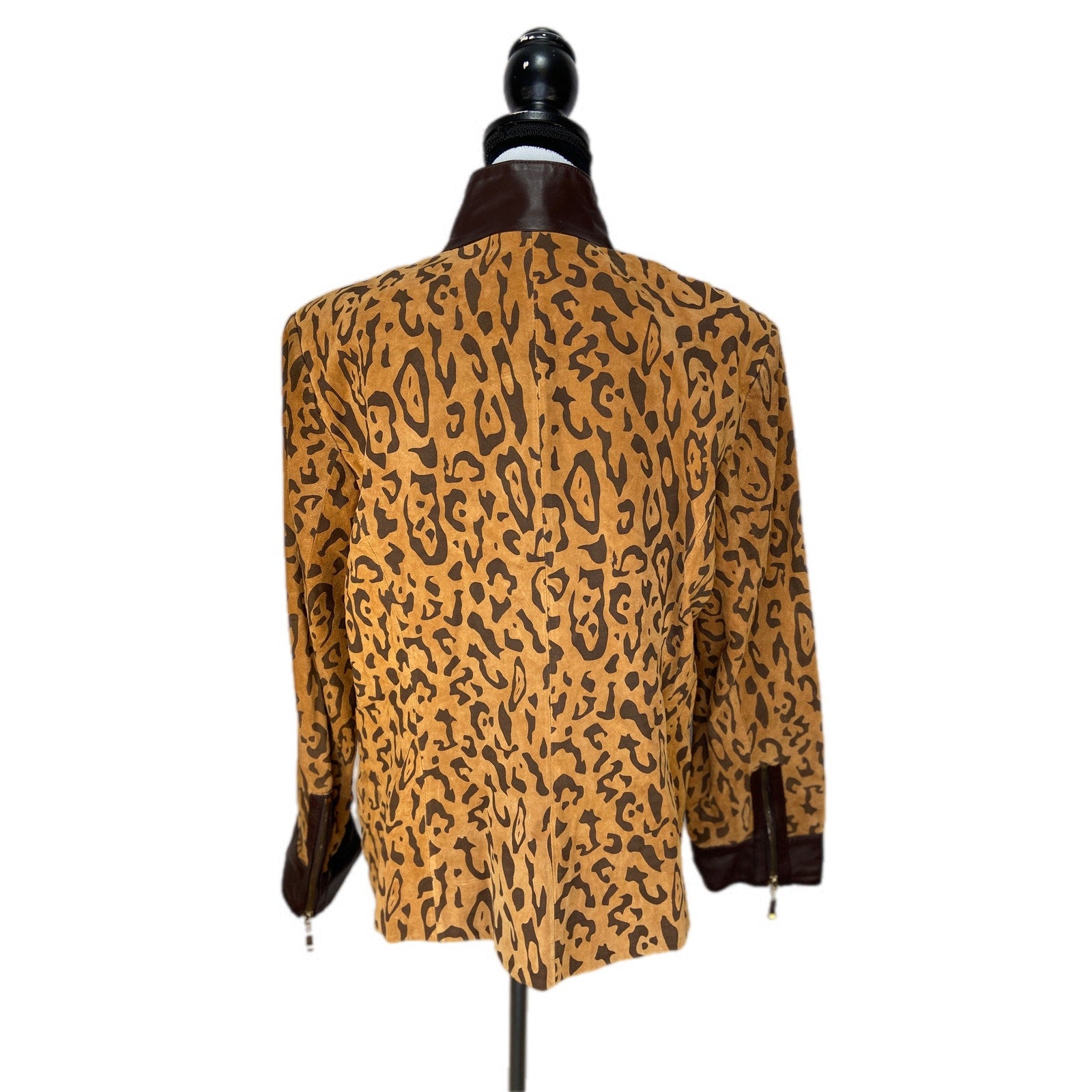 Terry Lewis Luxuries Leather Animal Print Mob Wife Chic Jacket - Women's Size L