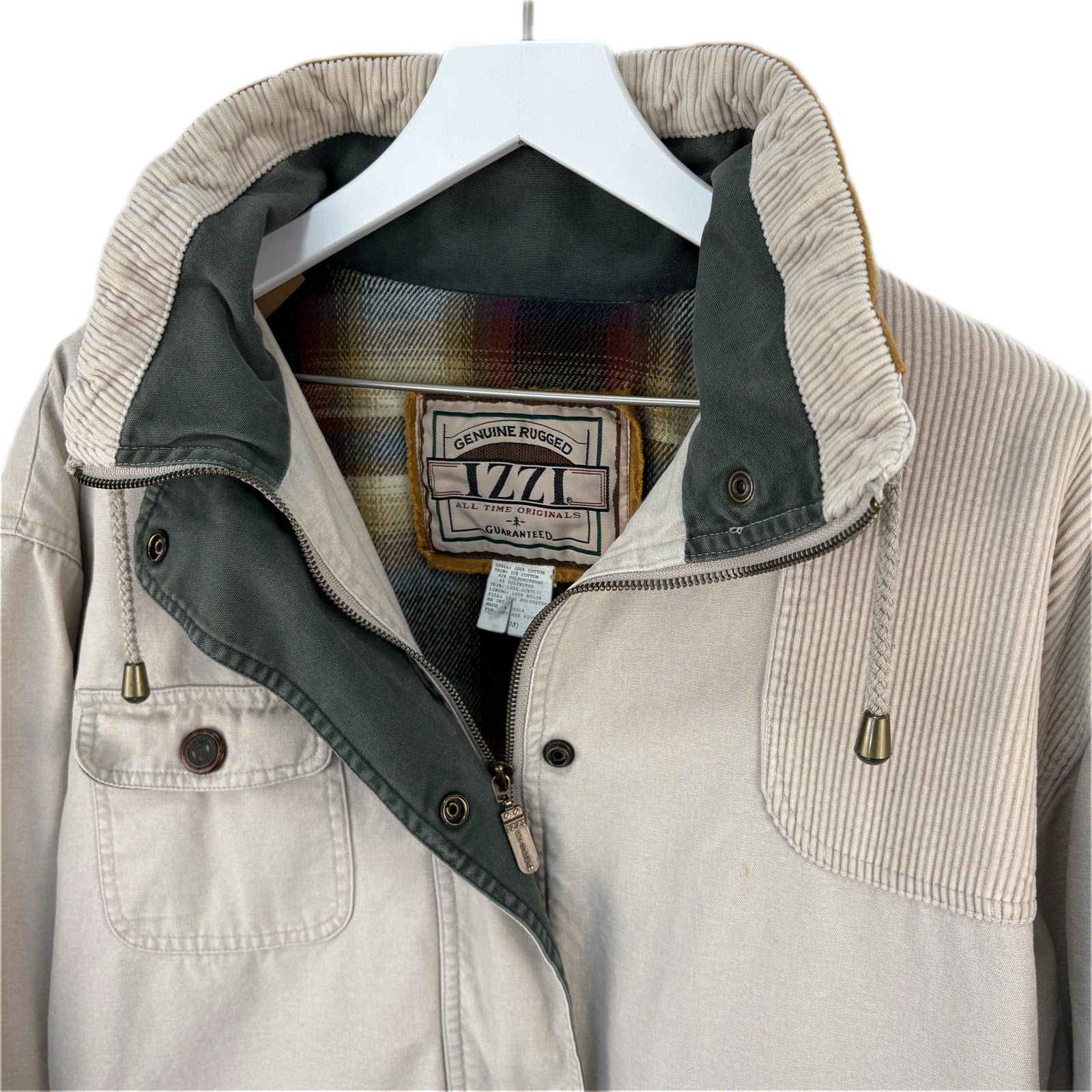 Khaki Flannel Lined Cinch Waist Jacket - Women's Size M