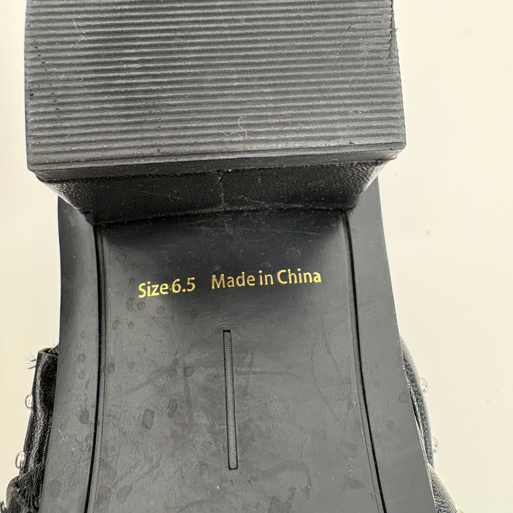 Dolce Vita Studded Black Slip On Square Toe Heeled Sandals - Women's Size 6.5
