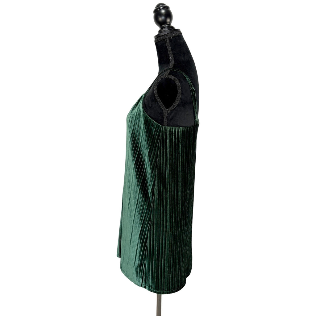 Jack by BB Dakota Dark Green Velvet Pleated Sleeves Dress - Women's Size Small
