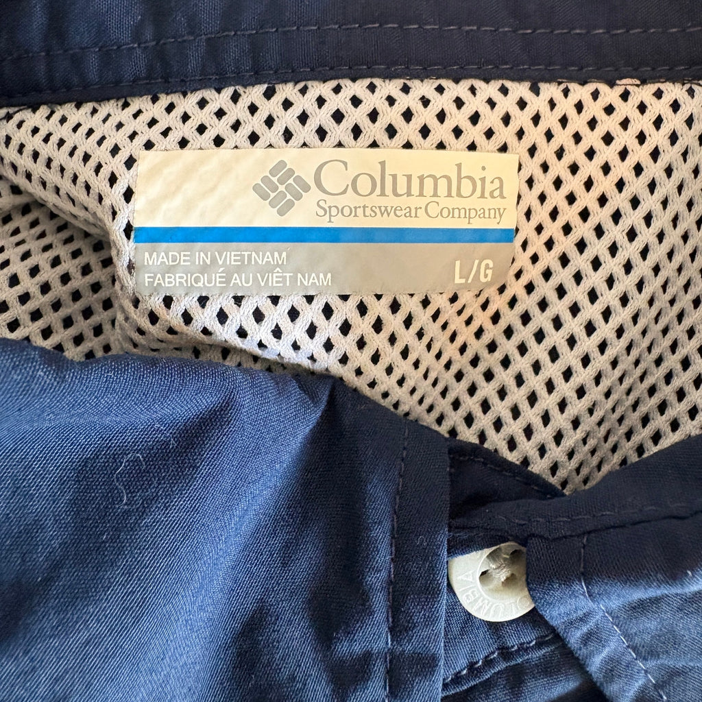 Columbia PFG Blue Tactel Nylon Short Sleeve Shirt - Men's Size L