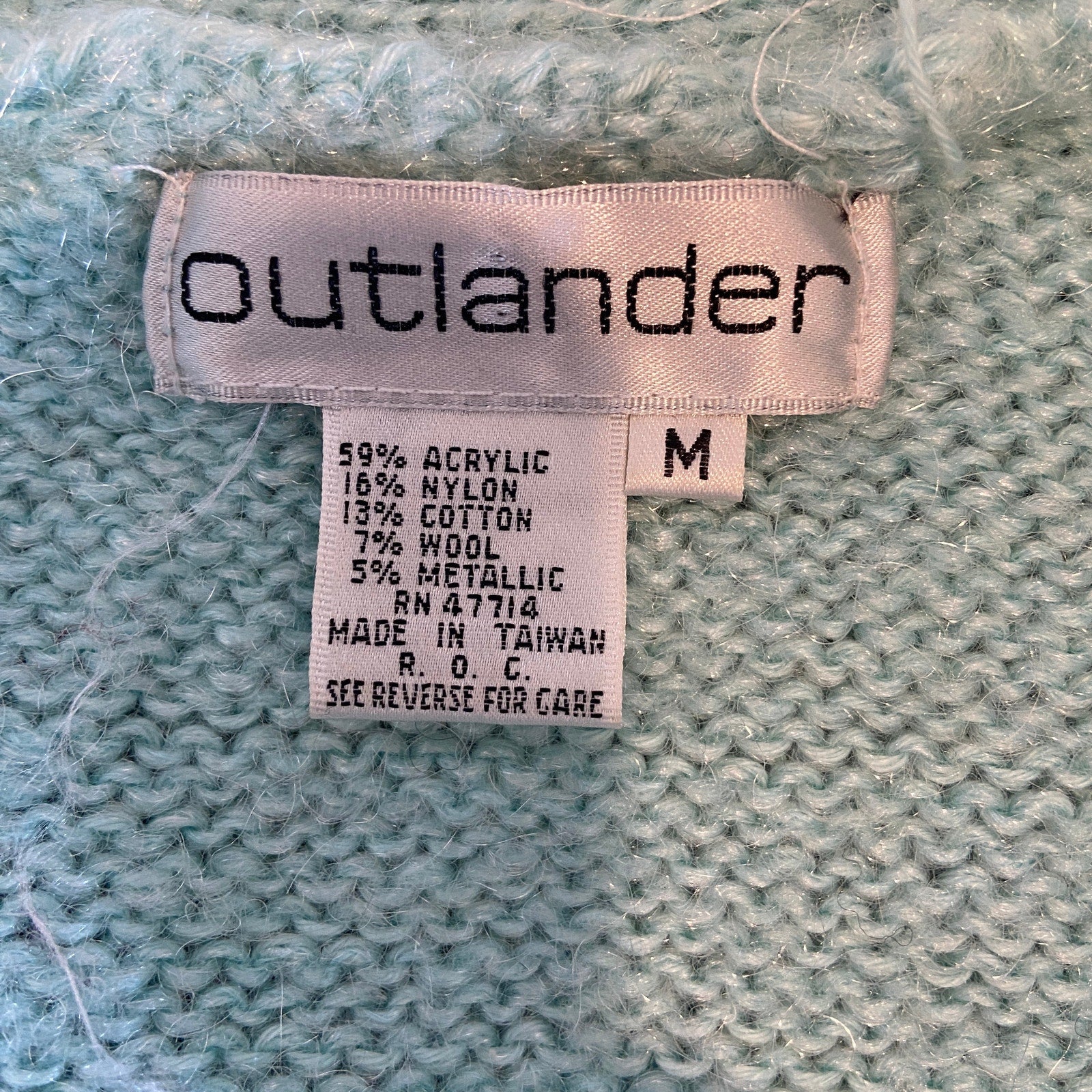 Vintage Mint Green Silver Swirls Bejeweled Collared Sweater - Women's Size M