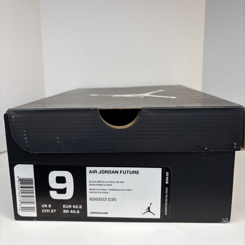 Jordan Future Black Metallic Gold Tiger Camo 656503 035 - Men's Size 9