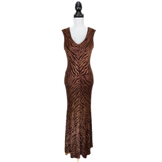 Alexia Admor Brown Sparkly Long Formal Evening Dress - Women's Size LP