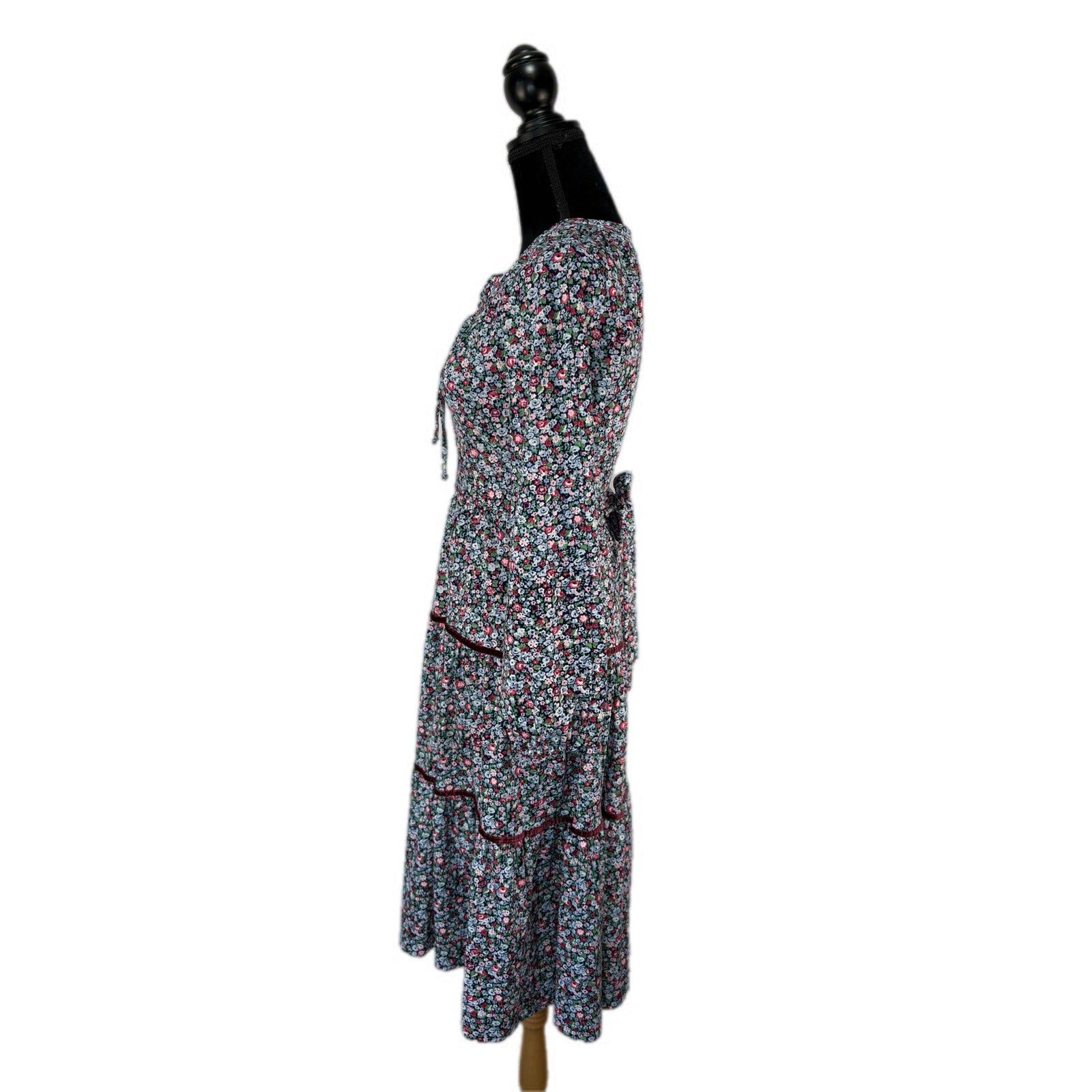Vintage 70s Prairie Dress Floral Maxi Boho Cottagecore Size XS